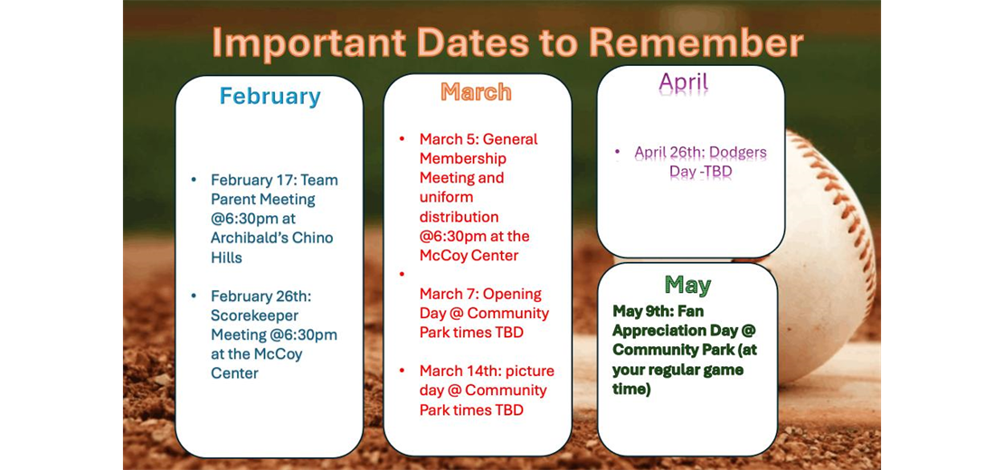 Important Dates to Remember